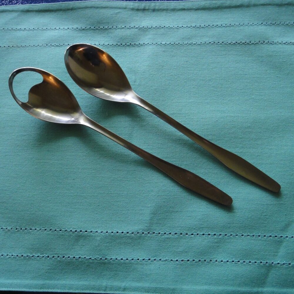 MCM DANA  DFA Stainless Salad Serving Set 2 Spoons 10-5/8" DNS3 Flatware Denmark